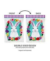 Evergreen Gingham Bunny Garden Applique Flag 12.5 x 18 Inches Indoor Outdoor Decor