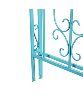 Evergreen Montebello Iron Garden Arbor, Coastal Blue- 53 x 84 x 23 Inches Fade and Weather Resistant Outdoor Decor