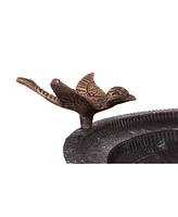 Evergreen Garden Cast Metal Bird Bath on Pedestal 20 x 19 x 15 Inches