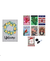 Evergreen Seasonal Burlap Flag Set of 8
