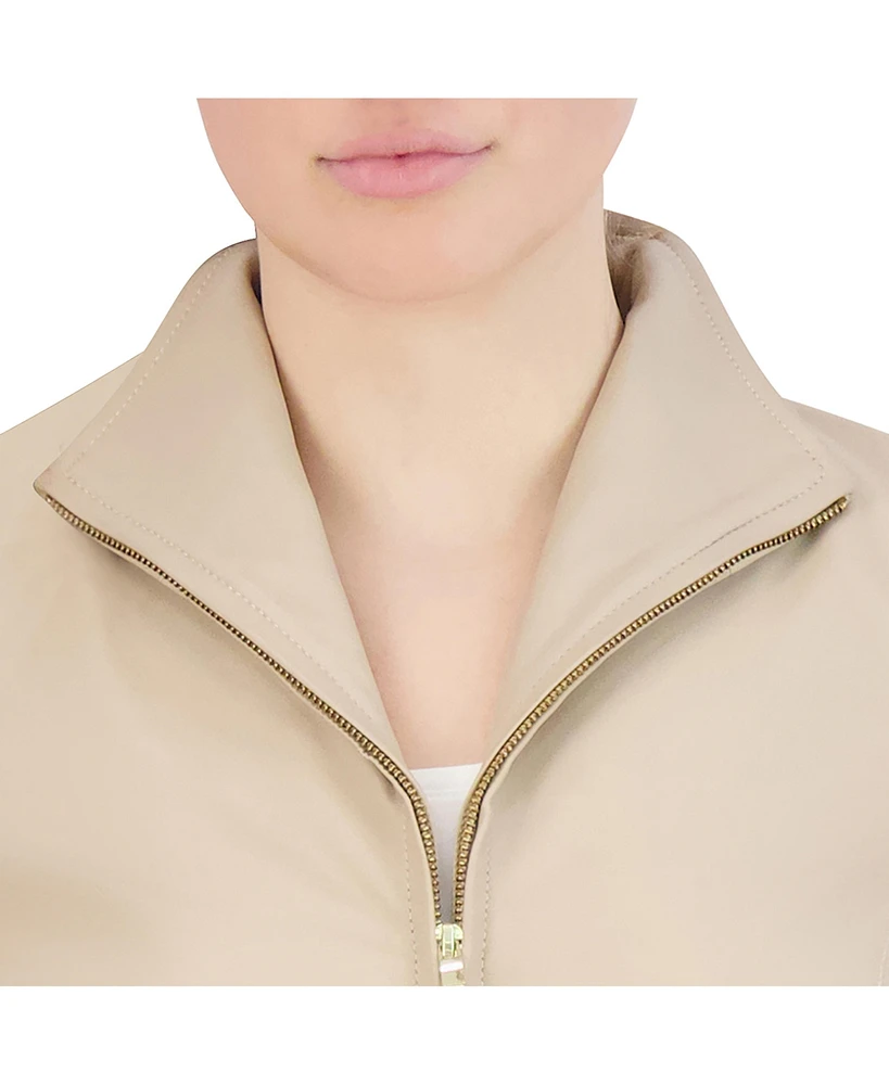 Cole Haan Women's Wing Collar Leather Jacket