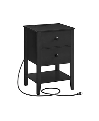 Slickblue Nightstands, Bedside Tables, Side End Tables with 2 Storage Drawers and Open Shelf
