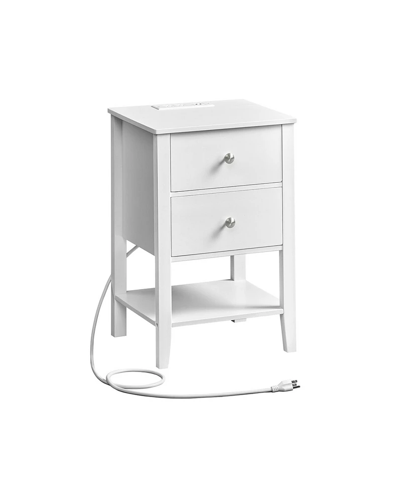 Slickblue Nightstands, Bedside Tables, Side End Tables with 2 Storage Drawers and Open Shelf