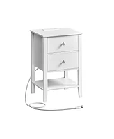 Slickblue Nightstands, Bedside Tables, Side End Tables with 2 Storage Drawers and Open Shelf