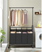 Slickblue Laundry Cart With Wheels & Hanging Bar