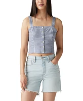 Levi's Women's Lottie Floral-Print Crop Square-Neck Top