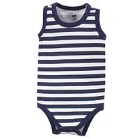 Hudson Baby Boys Cotton Sleeveless Bodysuits 5pk, Captain, 18-24 Months