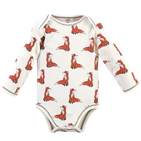 Touched by Nature Baby Boys Organic Cotton Long-Sleeve Bodysuits 5pk, Boho Fox, 6-9 Months