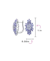 Bling Jewelry Elegant Classic Clusters Teardrops Lavender Purple Natural Tanzanite Leaf Drop Earrings Prom Formal Party Sterling Silver