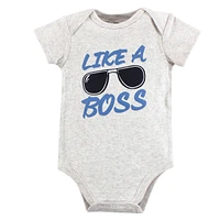 Hudson Baby Baby Boys Hudson Cotton Bodysuits 3pk, Like A Boss, Months