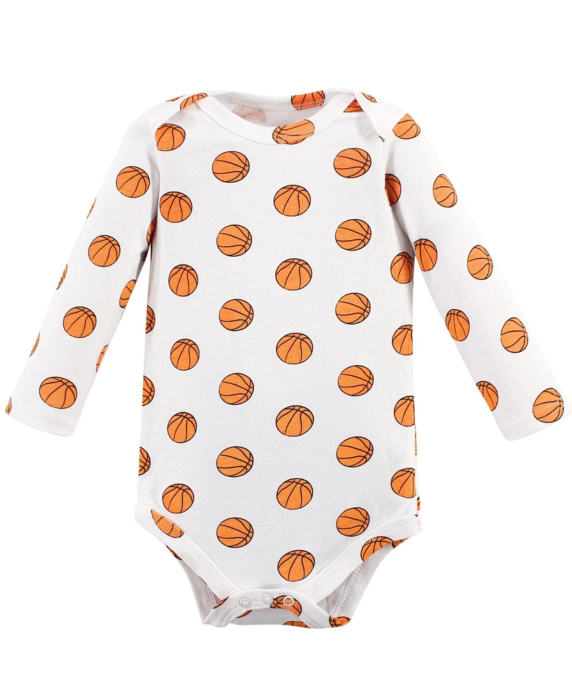 Hudson Baby Boys Cotton Long-Sleeve Bodysuits 5pk
