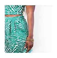 Rebdolls Plus Best Part Zebra Print Pleated Wide Leg Shorts