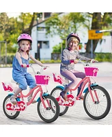 Gymax Inches Kids Bicycle w/ Doll Chair & Basket Kids Bike w/ Training Wheels Pink