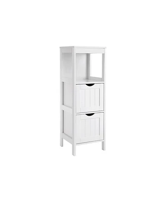 Slickblue Floor Cabinet Multifunctional Bathroom Storage Organizer Rack Stand, 2 Drawers, White