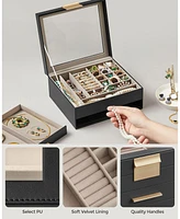 Slickblue Jewelry Box With Glass Lid, Multi-layer Organizer, For Big And Small