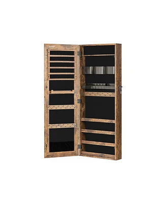 Slickblue Mirror Jewelry Cabinet Armoire, Lockable Wall-mounted Storage Organizer Unit