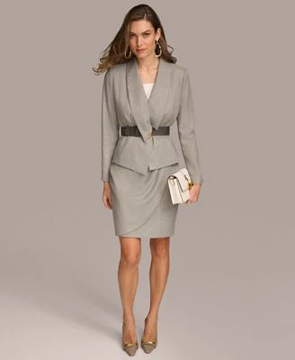 Donna Karan Womens Belted Blazer Faux Wrap Pencil Skirt