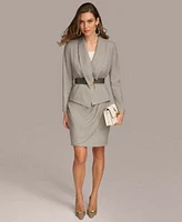 Donna Karan Womens Belted Blazer Faux Wrap Pencil Skirt