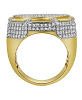LuvMyJewelry King of Kings Natural Certified Diamond 3.2 cttw Round Cut 14k Yellow Gold Statement Ring for Men