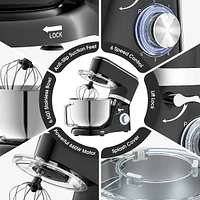 Sugift 6.5 Qt Tilt-Head 6 Speed Electric Food Stand Mixer with Egg Whisk, Dough Hook & Flat Beater