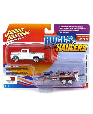 Johnny Lightning 1/64 Chevy Stepside with Boat & Trailer Hulls & Haulers