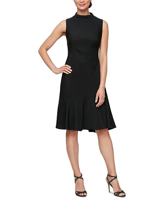 Sl Fashion Women's Mock-Neck Sleeveless A-Line Dress