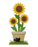 Glitzhome 29"H Fall Wood Sunflowers Porch Decor