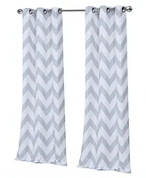 Kate Aurora Living 2 Piece Silver & White Metallic Chevron Grommet Curtain Panels - 84 in. Long