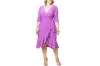 Kiyonna Plus Whimsy Ruffled Midi Wrap Dress