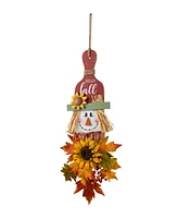 Glitzhome 26"H Fall Wooden Scarecrow Floral Door Hanger