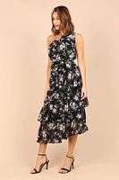 Petal and Pup Women's Brigette One Shoulder Tiered Midi Dress