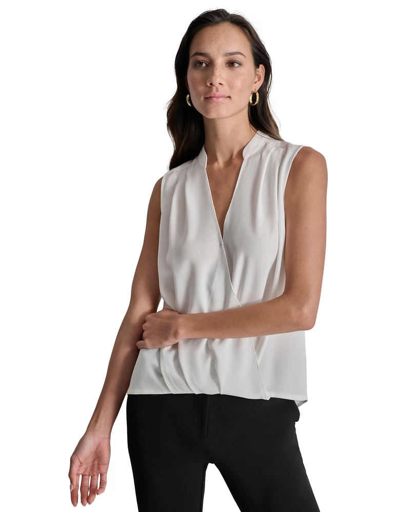 Dkny Women's Collared Surplice Sleeveless Top