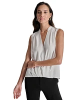 Dkny Women's Collared Surplice Sleeveless Top