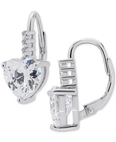 Lab Grown White Sapphire Heart Leverback Drop Earrings (4-3/4 ct. t.w.) in Sterling Silver