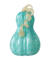 Glitzhome 8.5"H Fall Turquoise Glass Gourd