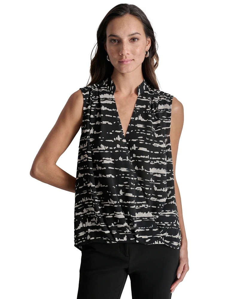 Dkny Women's Printed Surplice Sleeveless Top