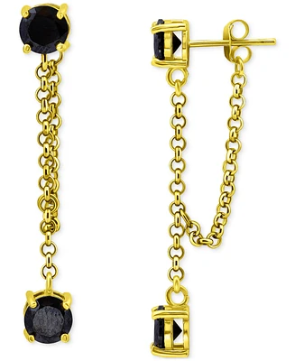 Giani Bernini Black Cubic Zirconia Chain Front & Back Drop Earrings in 18k Gold-Plated Sterling Silver, Created for Macy's