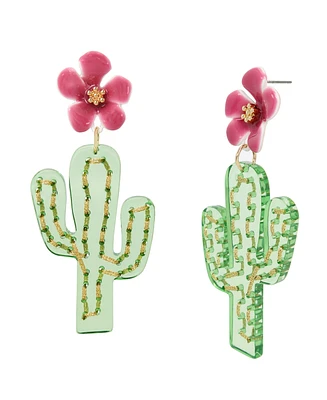 Betsey Johnson Acetate Cactus Drop Earrings
