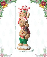 Glitzhome 12.5"H Christmas Resin Stacked Gingerbread Table Decor