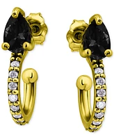 Giani Bernini Black & White Cubic Zirconia Pear Small Hoop Earrings 18k Gold-Plated Sterling Silver, 0.75", Created for Macy's