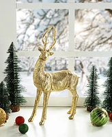 Glitzhome 16.25''H Resin Christmas Standing Reindeer Table Decor