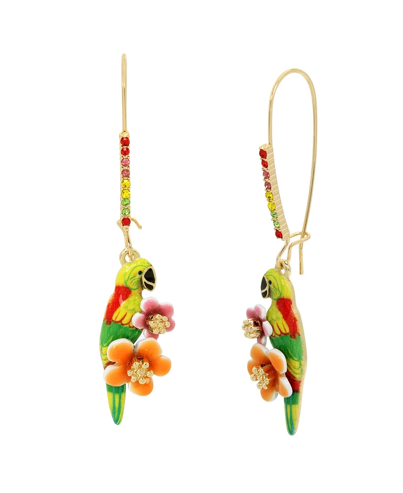 Betsey Johnson Faux Stone Parrot Dangle Earrings