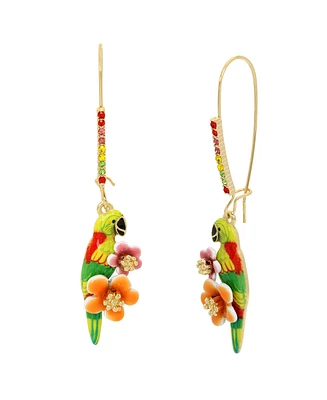 Betsey Johnson Faux Stone Parrot Dangle Earrings