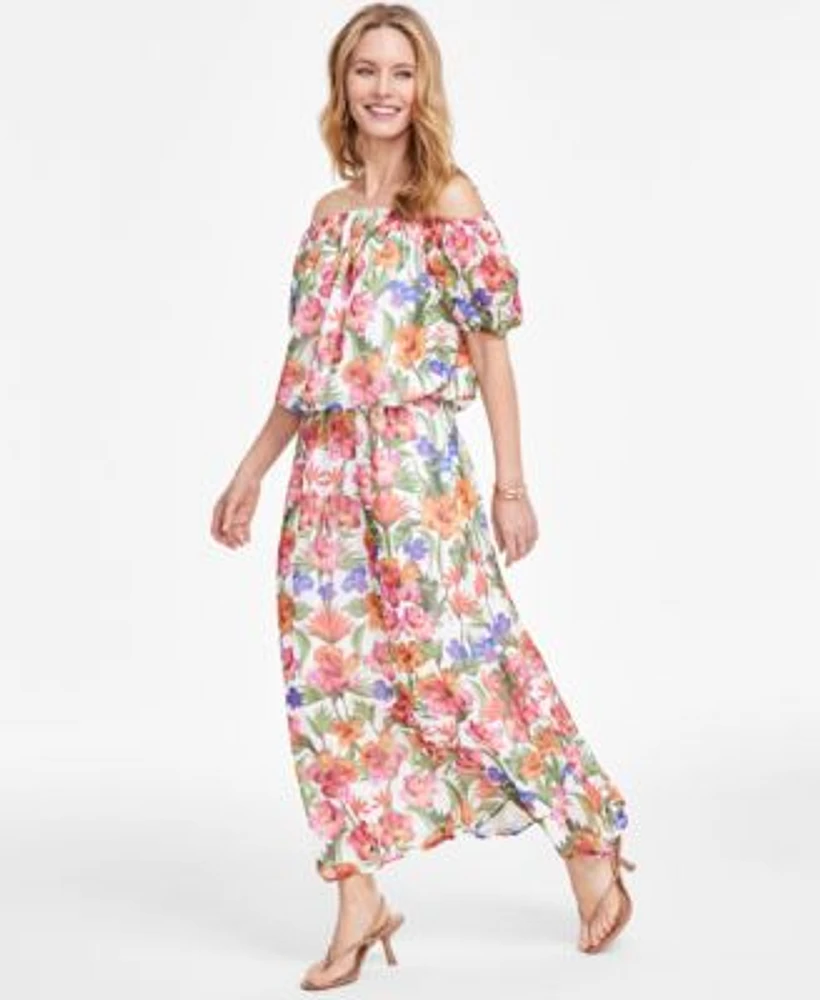 I.N.C. International Concepts Womens Floral Print Off The Shoulder Top Maxi Skirt Created For Macys