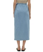 Vero Moda Women's Zinnia Solid Denim Wrap Midi Skirt