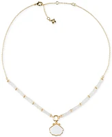 Patricia Nash Gold-Tone Mother-of-Pearl Shell Beaded Pendant Necklace, 18" + 3" extender