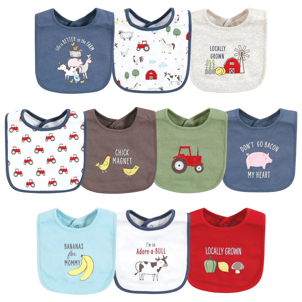 Hudson Baby Infant Boy Cotton Bibs 10pk, Handsome As A Prince, One
