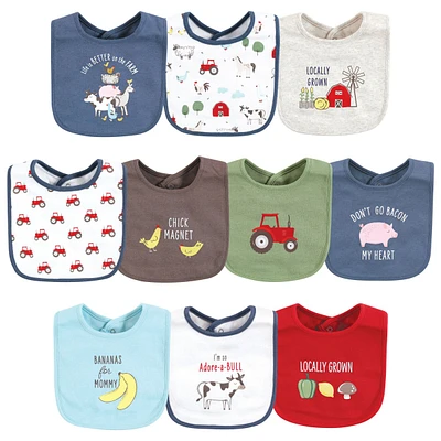 Hudson Baby Infant Boy Cotton Bibs 10pk, Handsome As A Prince, One
