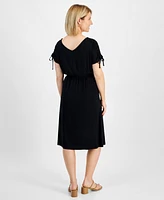 Style & Co Petite V-Neck Shirred-Sleeve Knit Dress, Created for Macy's