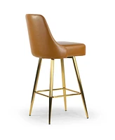 Glamour Home 29.75" Auren Polyester, Metal Barstool, Set of 2